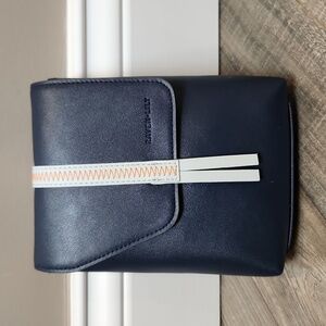 Raven + Lily Navy Blue Leather Travel Kit with Amenities